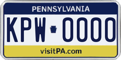 PA license plate KPW0000
