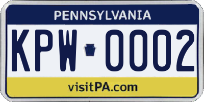 PA license plate KPW0002
