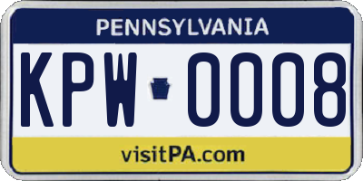 PA license plate KPW0008