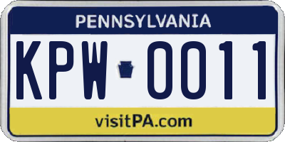 PA license plate KPW0011