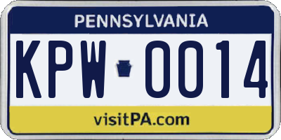 PA license plate KPW0014
