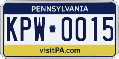 PA license plate KPW0015
