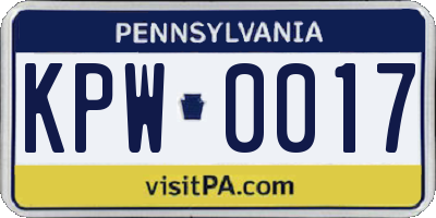 PA license plate KPW0017