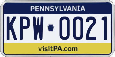 PA license plate KPW0021