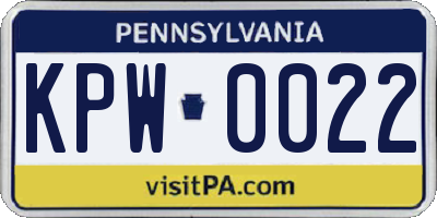 PA license plate KPW0022