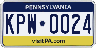 PA license plate KPW0024