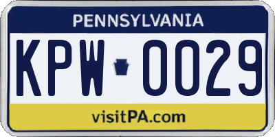 PA license plate KPW0029