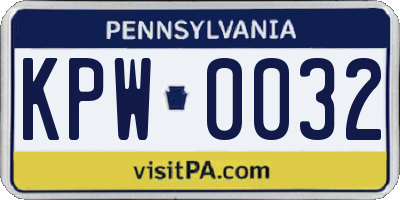 PA license plate KPW0032