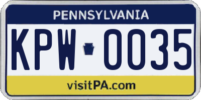 PA license plate KPW0035