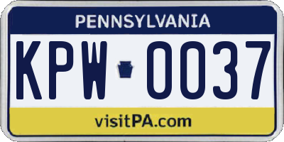 PA license plate KPW0037