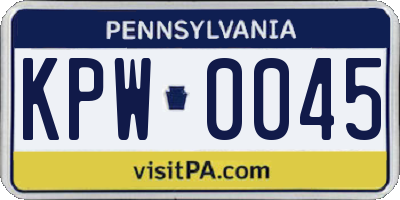 PA license plate KPW0045