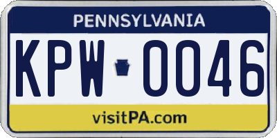 PA license plate KPW0046