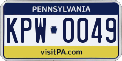 PA license plate KPW0049