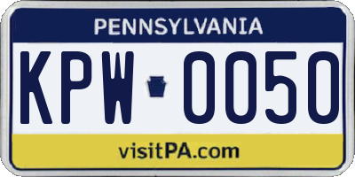 PA license plate KPW0050