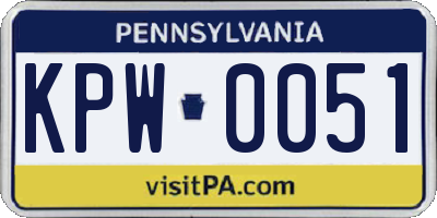PA license plate KPW0051