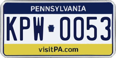 PA license plate KPW0053