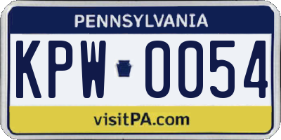 PA license plate KPW0054