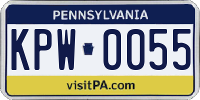 PA license plate KPW0055