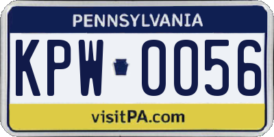 PA license plate KPW0056