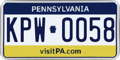 PA license plate KPW0058