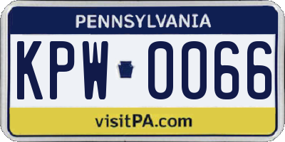 PA license plate KPW0066