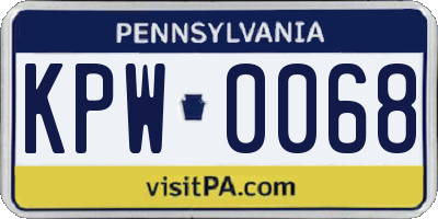 PA license plate KPW0068