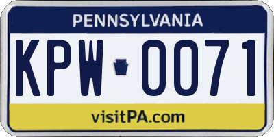 PA license plate KPW0071