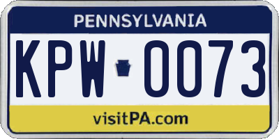 PA license plate KPW0073
