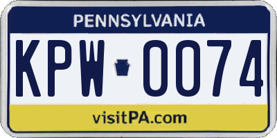 PA license plate KPW0074