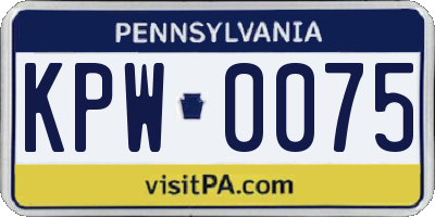 PA license plate KPW0075