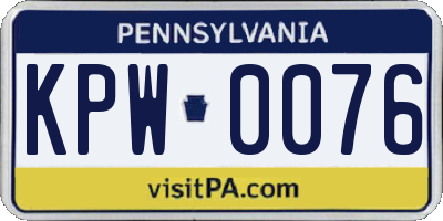 PA license plate KPW0076