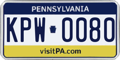 PA license plate KPW0080