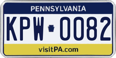 PA license plate KPW0082