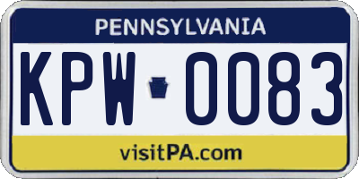 PA license plate KPW0083