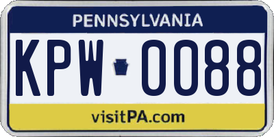 PA license plate KPW0088