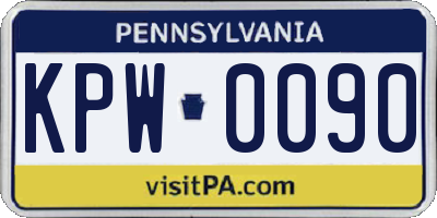 PA license plate KPW0090