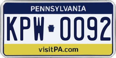 PA license plate KPW0092