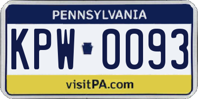 PA license plate KPW0093