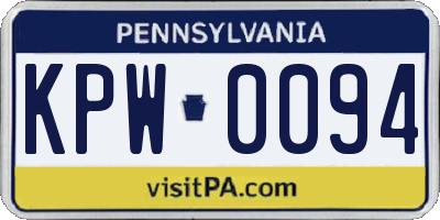 PA license plate KPW0094