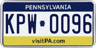 PA license plate KPW0096