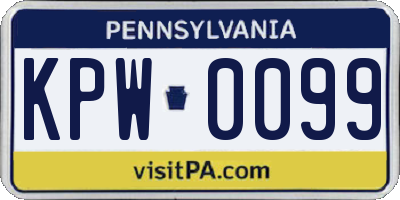 PA license plate KPW0099