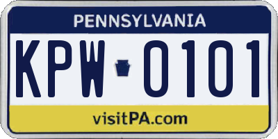 PA license plate KPW0101