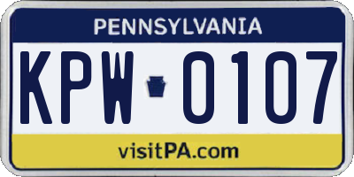PA license plate KPW0107