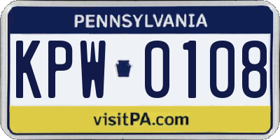 PA license plate KPW0108