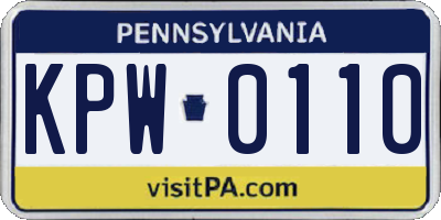 PA license plate KPW0110