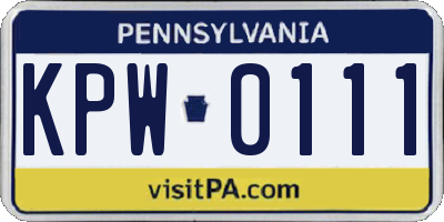 PA license plate KPW0111