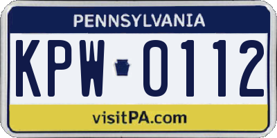 PA license plate KPW0112