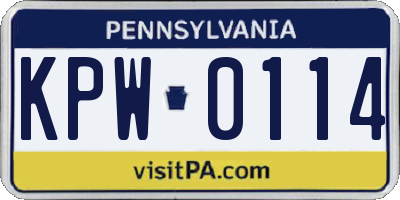 PA license plate KPW0114