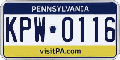 PA license plate KPW0116