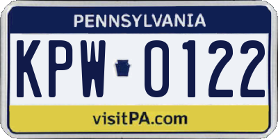 PA license plate KPW0122